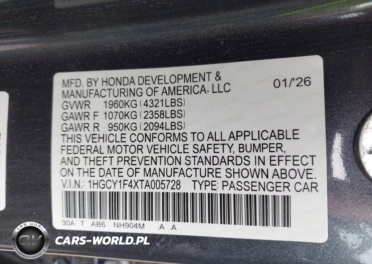 2026 Honda Accord Se VIN:1HGCY1F4XTA005728 - 9