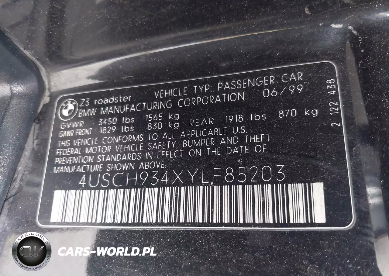 2000 BMW Z3 2.3 VIN:4USCH934XYLF85203 - 9