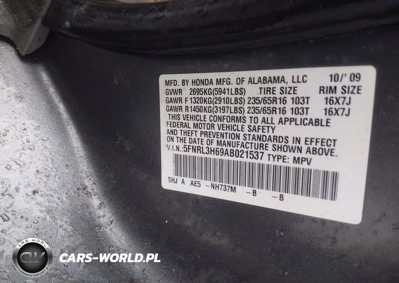 2010 Honda Odyssey Ex-L VIN:5FNRL3H69AB021537 - 9