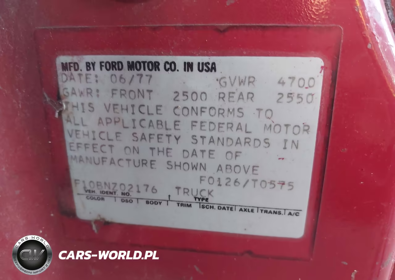 1977 Ford F100 VIN:F10BNZ02176 - 9