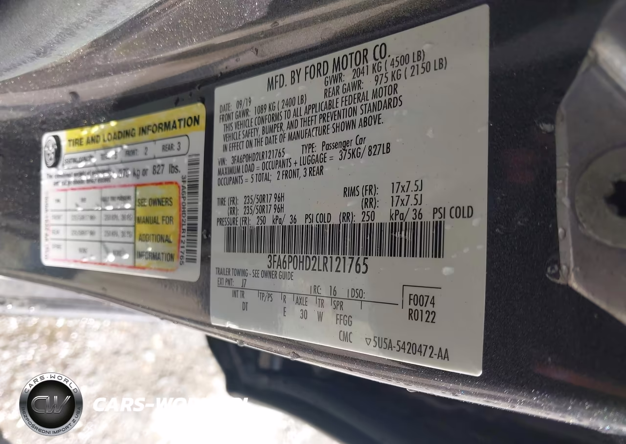 2020 Ford Fusion Se VIN:3FA6P0HD2LR121765 - 9