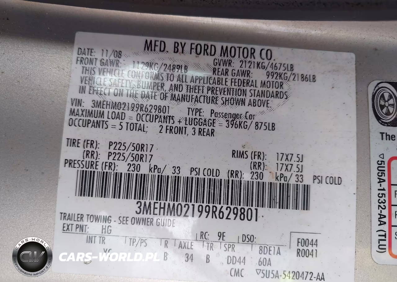 2009 Mercury Milan V6 Premier VIN:3MEHM02199R629801 - 9