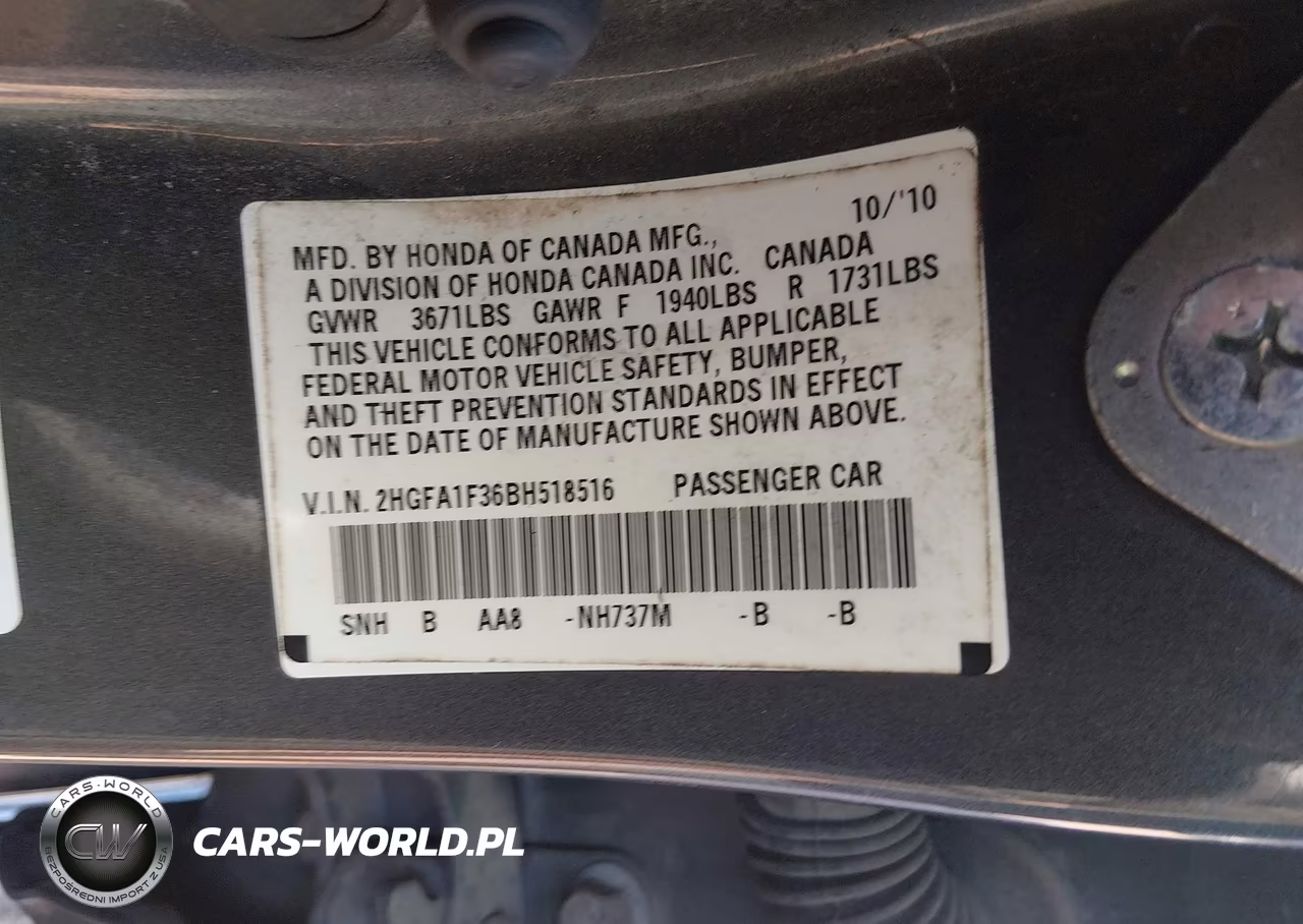 2011 Honda Civic Vp VIN:2HGFA1F36BH518516 - 9