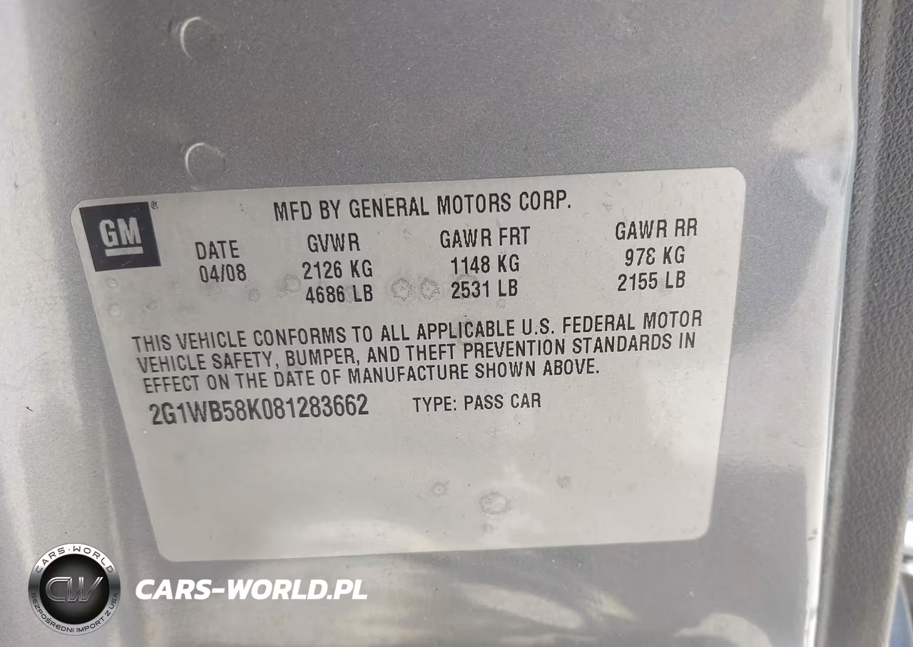2008 Chevrolet Impala Ls VIN:2G1WB58K081283662 - 9