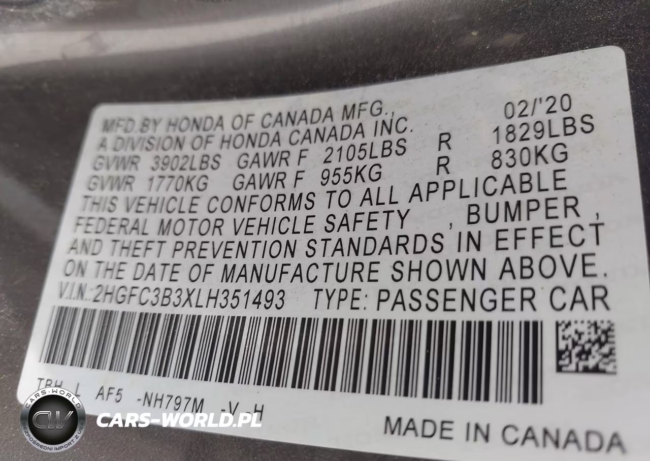 2020 Honda Civic Ex VIN:2HGFC3B3XLH351493 - 9