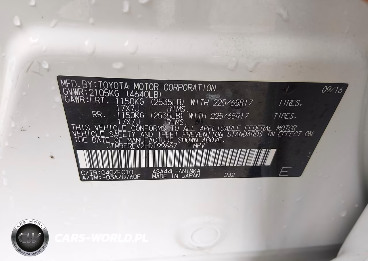 2017 Toyota Rav4 Xle VIN:JTMRFREV2HD199667 - 9