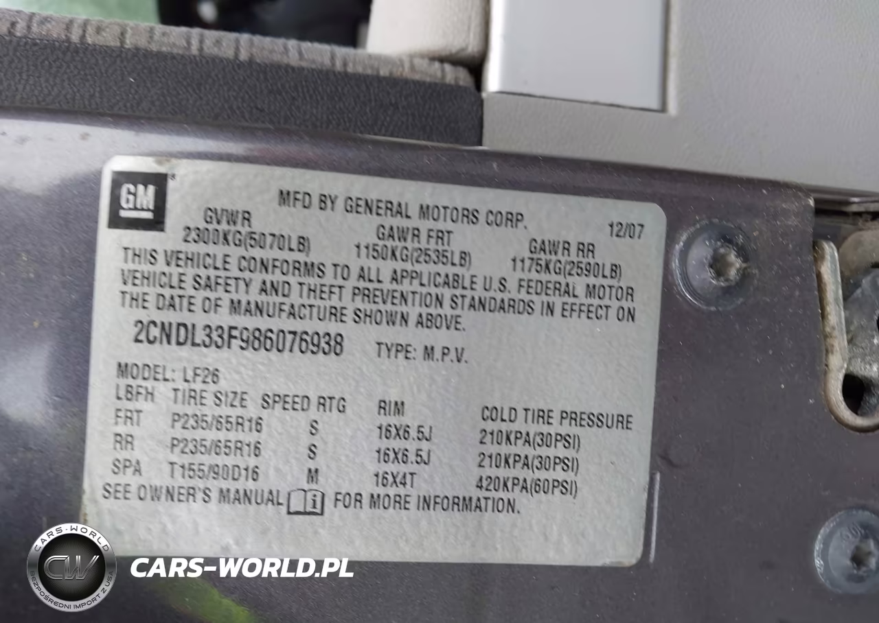 2008 Chevrolet Equinox Lt VIN:2CNDL33F986076938 - 9
