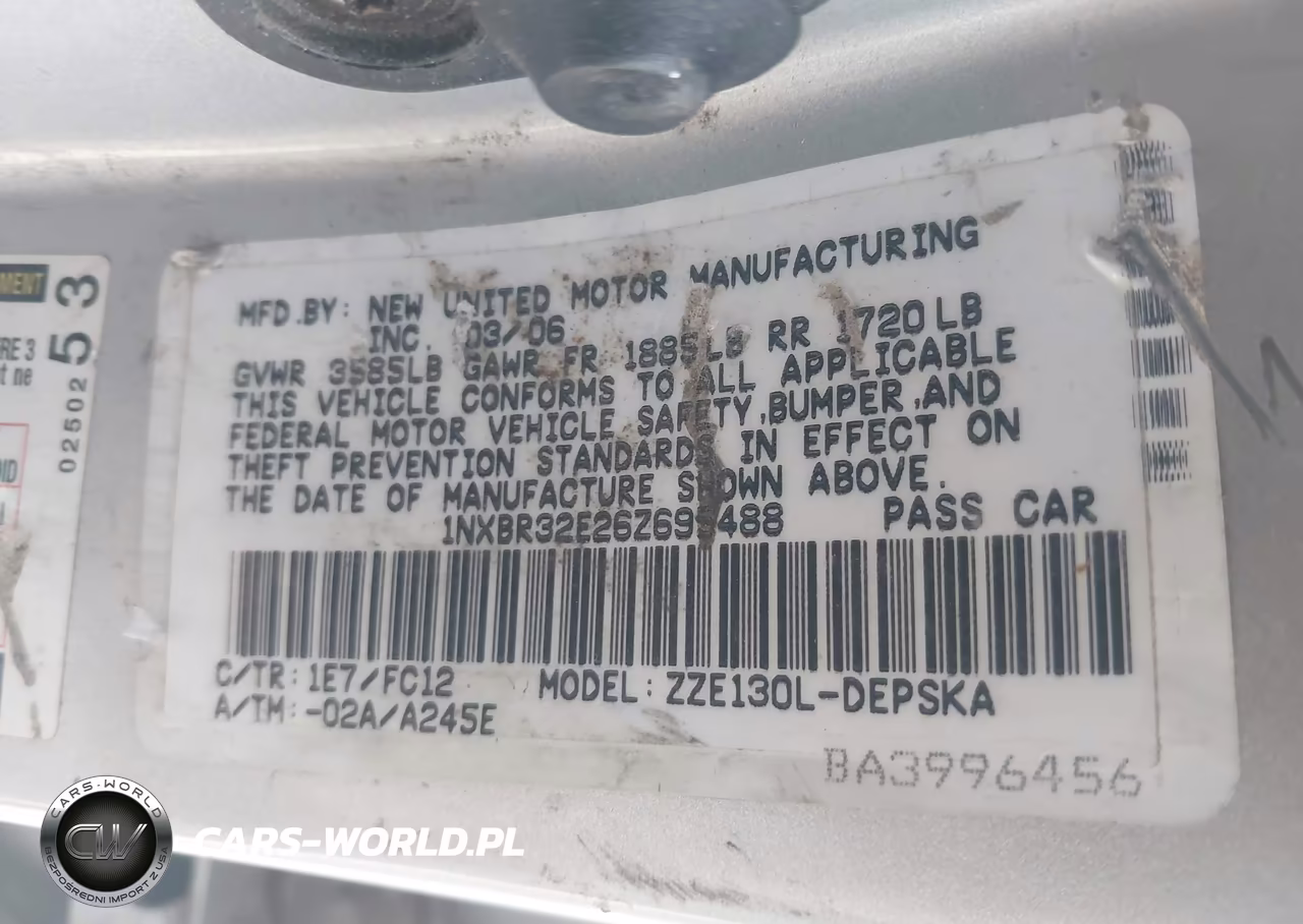 2006 Toyota Corolla S VIN:1NXBR32E26Z695488 - 9