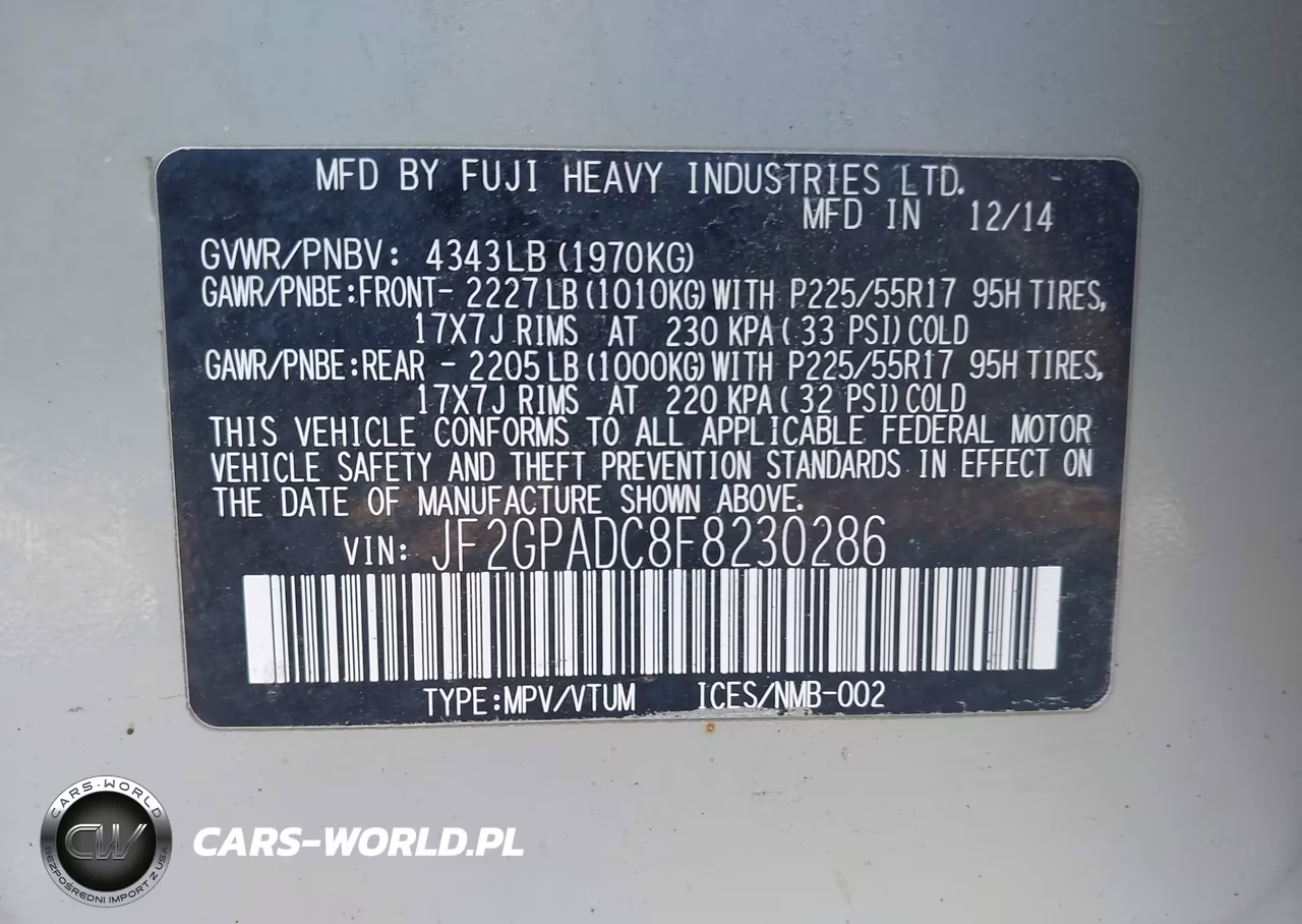 2015 Subaru Xv Crosstrek 2.0I Premium VIN:JF2GPADC8F8230286 - 9