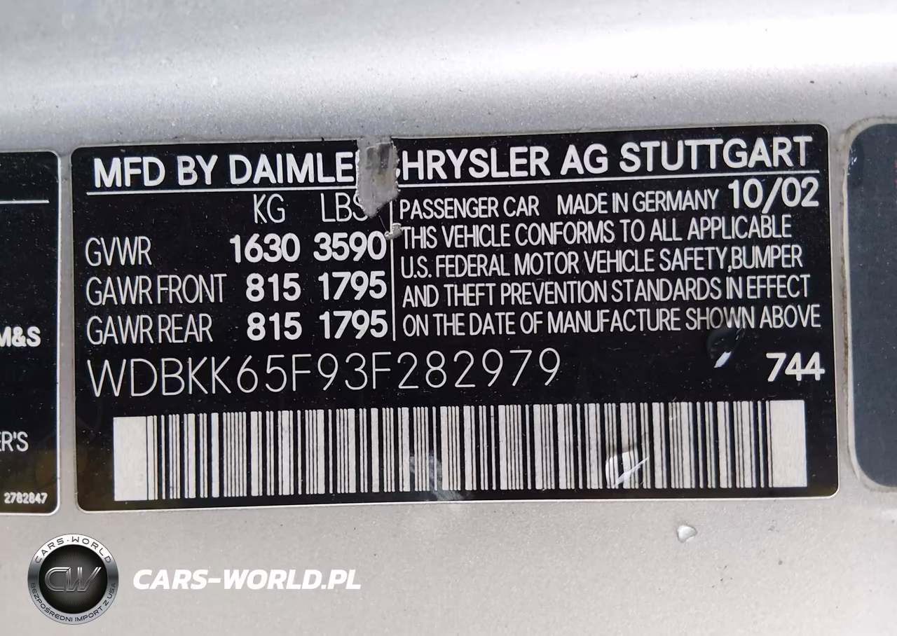 2003 Mercedes-Benz Slk 320 VIN:WDBKK65F93F282979 - 9