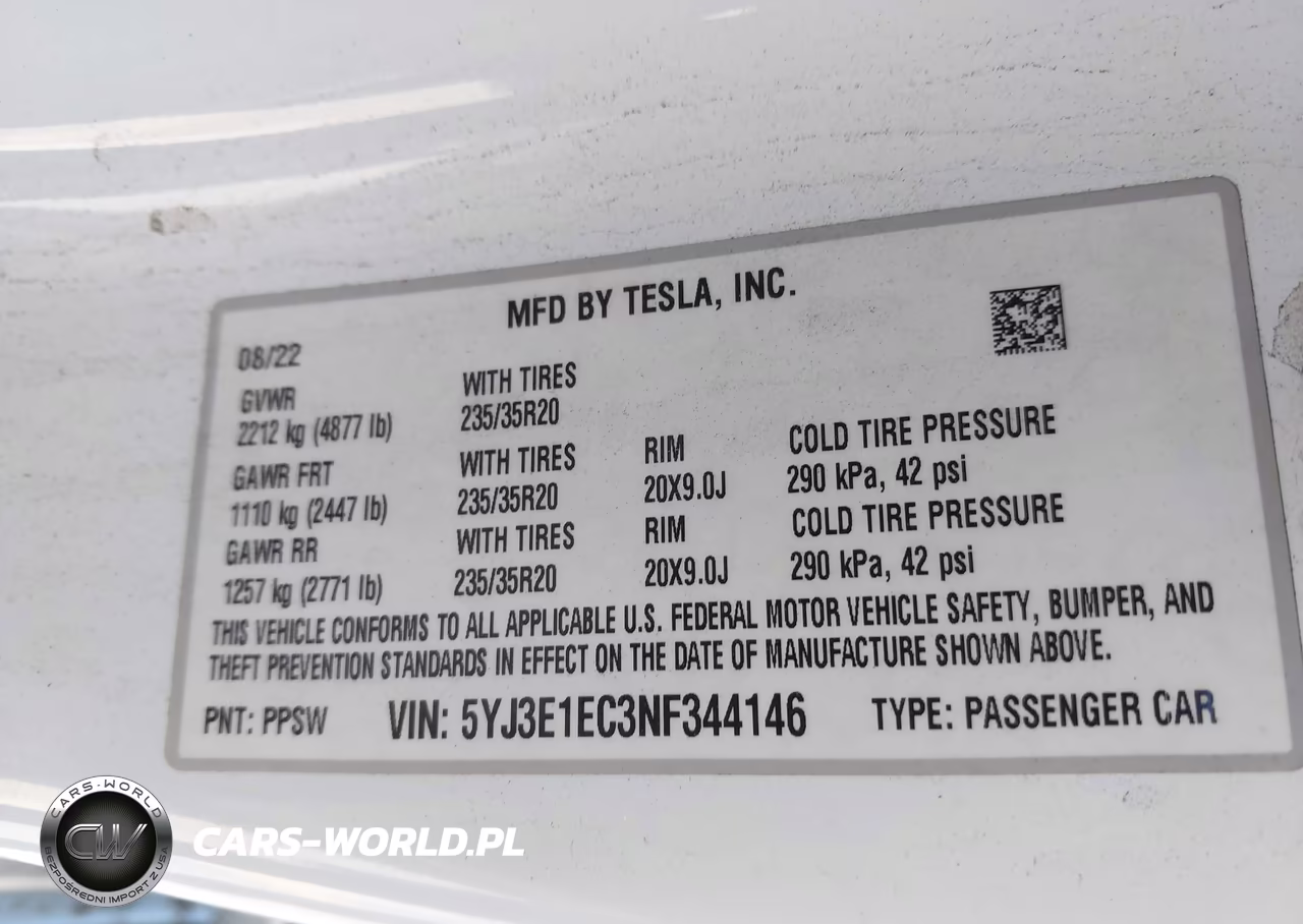 2022 Tesla Model 3 Performance Dual Motor All-Wheel Drive VIN:5YJ3E1EC3NF344146 - 9