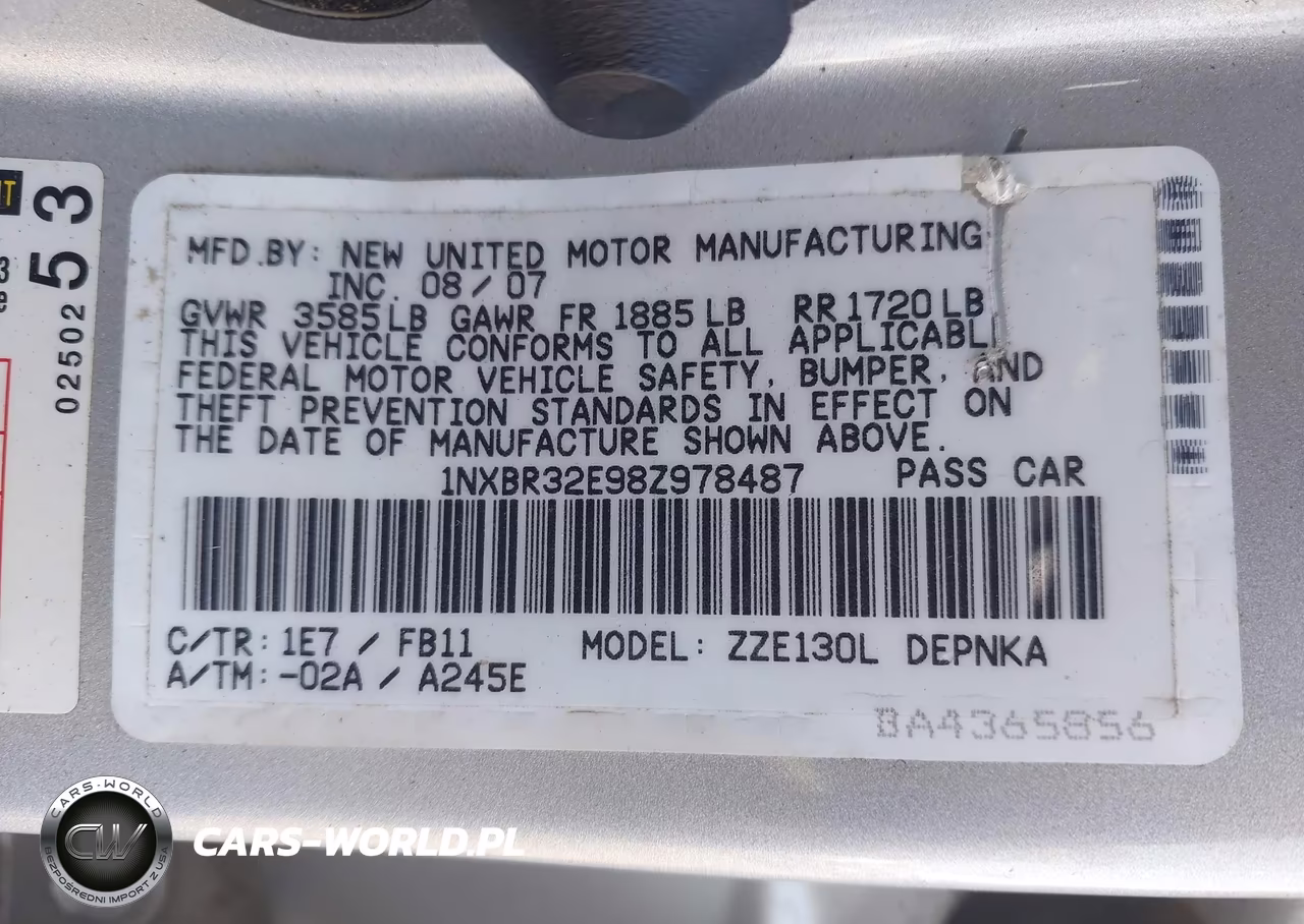 2008 Toyota Corolla Le VIN:1NXBR32E98Z978487 - 9
