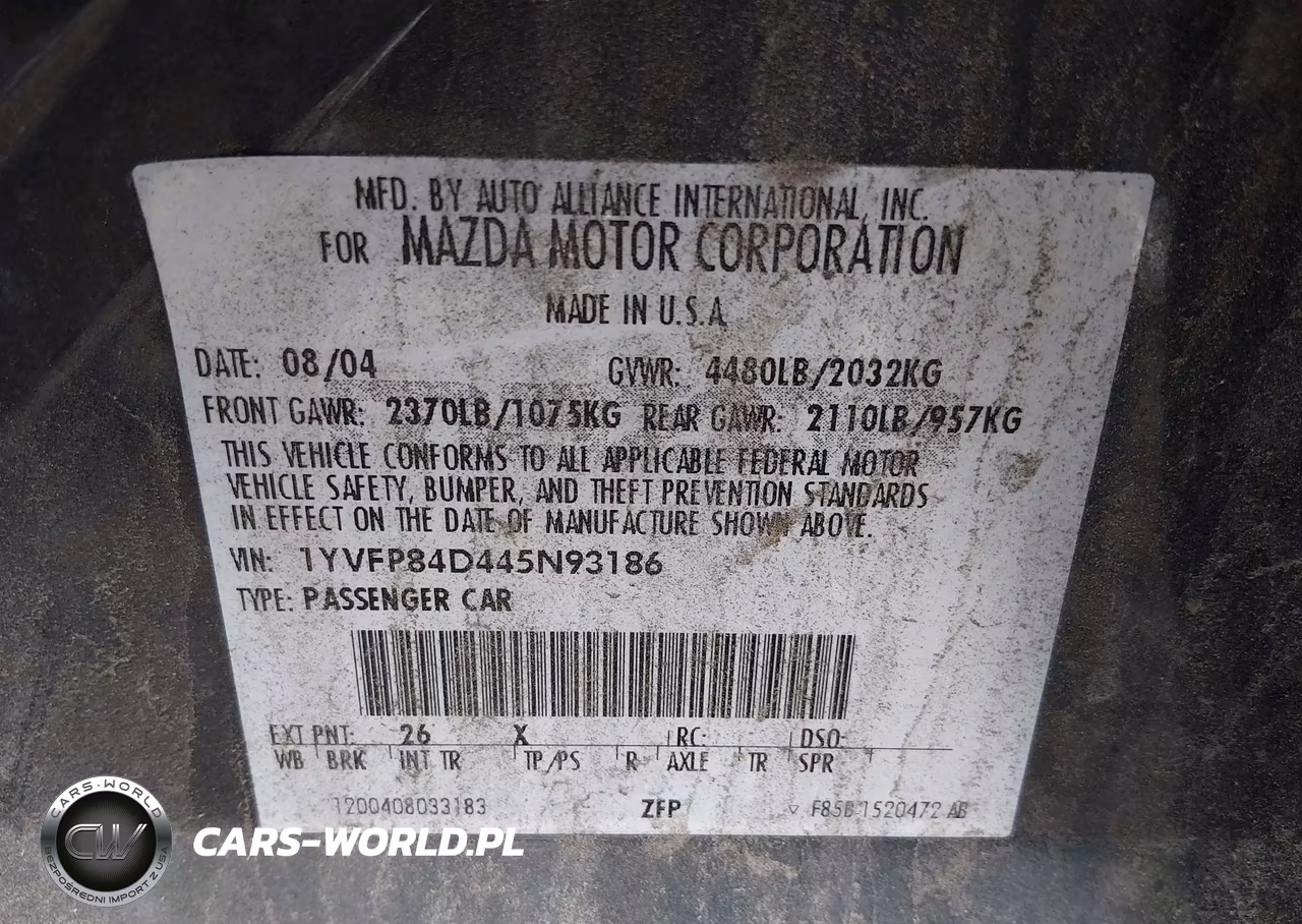 2004 Mazda Mazda6 S VIN:1YVFP84D445N93186 - 9