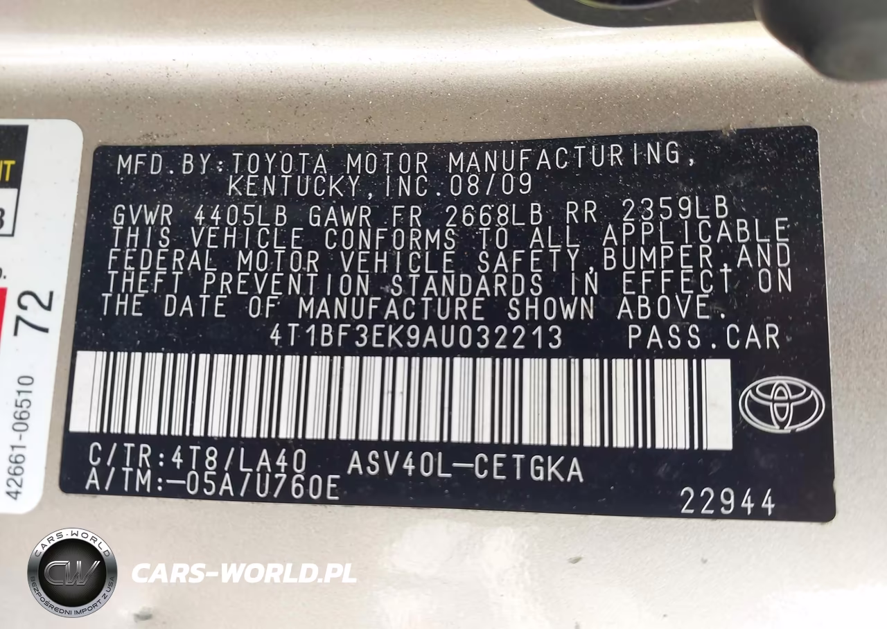 2010 Toyota Camry Xle VIN:4T1BF3EK9AU032213 - 9