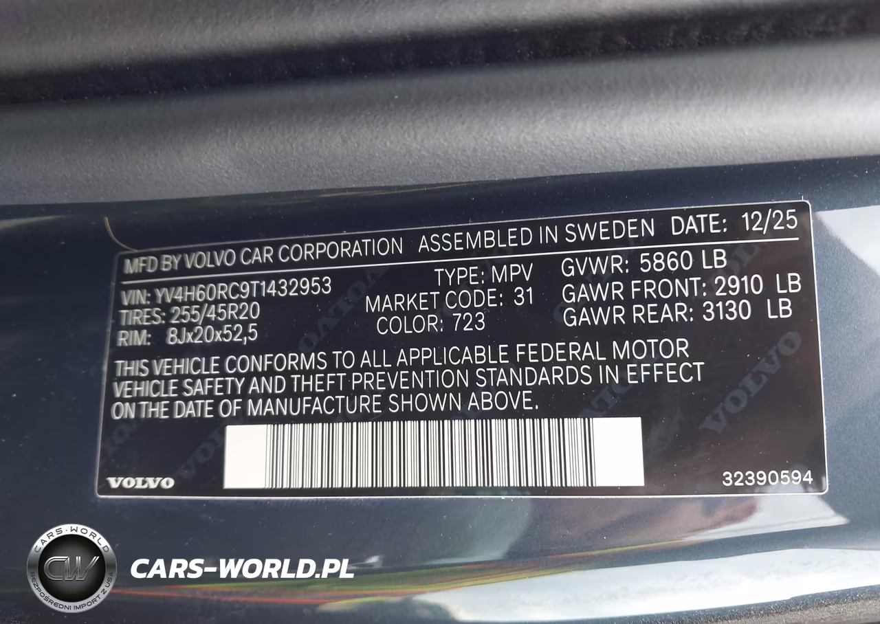 2026 Volvo Xc60 Plug-In Hybrid Plus, T8 Awd Electric-Gasoline, Dark VIN:YV4H60RC9T1432953 - 9