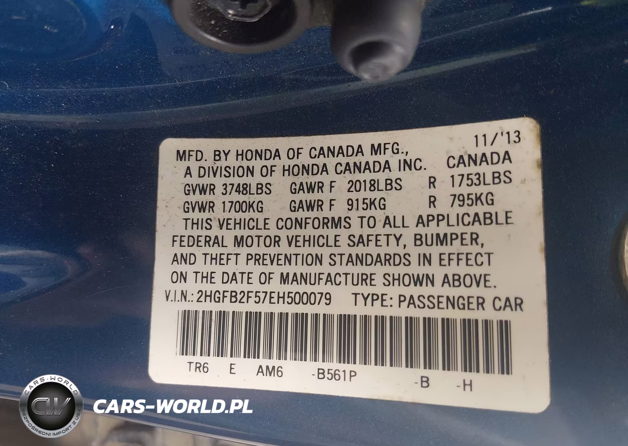 2014 Honda Civic Lx VIN:2HGFB2F57EH500079 - 9