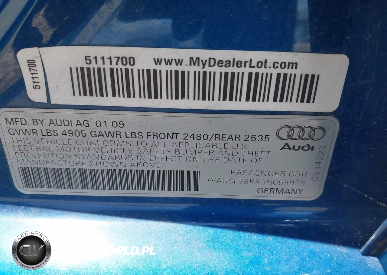 2009 Audi A4 2.0T Premium VIN:WAUSF78KX9N055929 - 9