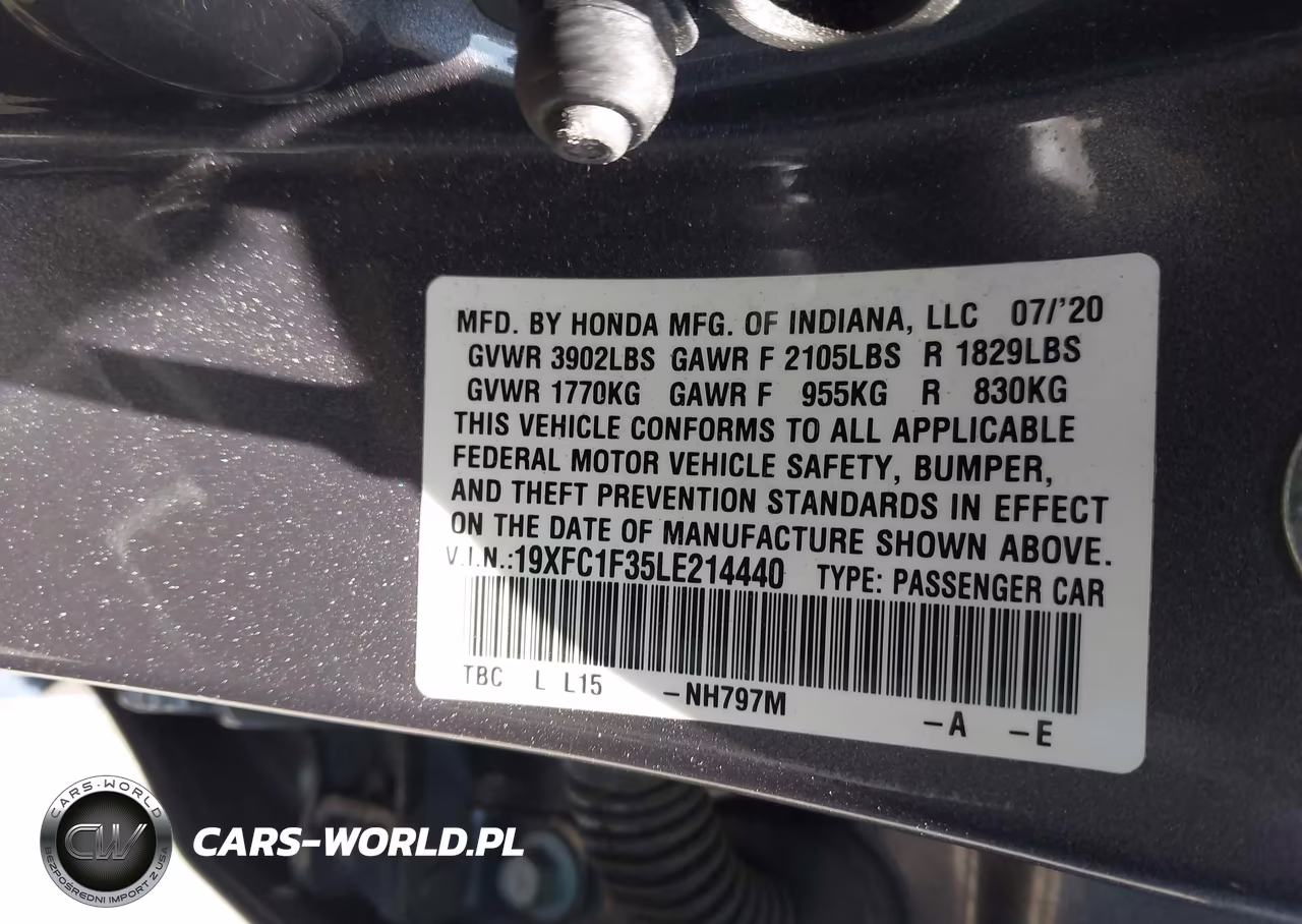 2020 Honda Civic Ex VIN:19XFC1F35LE214440 - 9