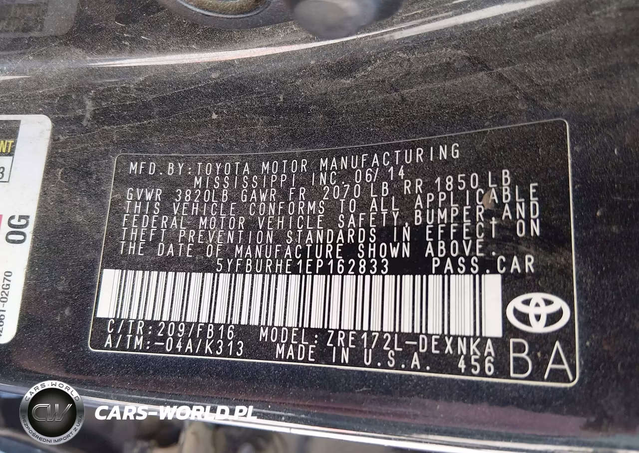 2014 Toyota Corolla Le VIN:5YFBURHE1EP162833 - 9
