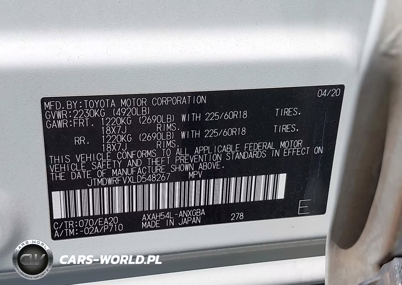 2020 Toyota Rav4 Hybrid Limited VIN:JTMDWRFVXLD548267 - 9