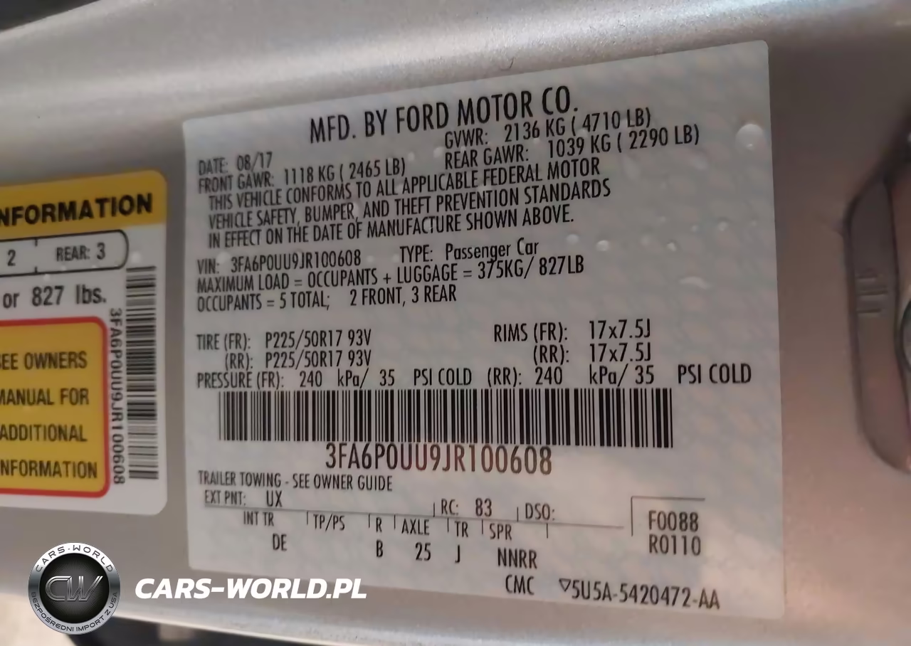 2018 Ford Fusion Hybrid S VIN:3FA6P0UU9JR100608 - 9
