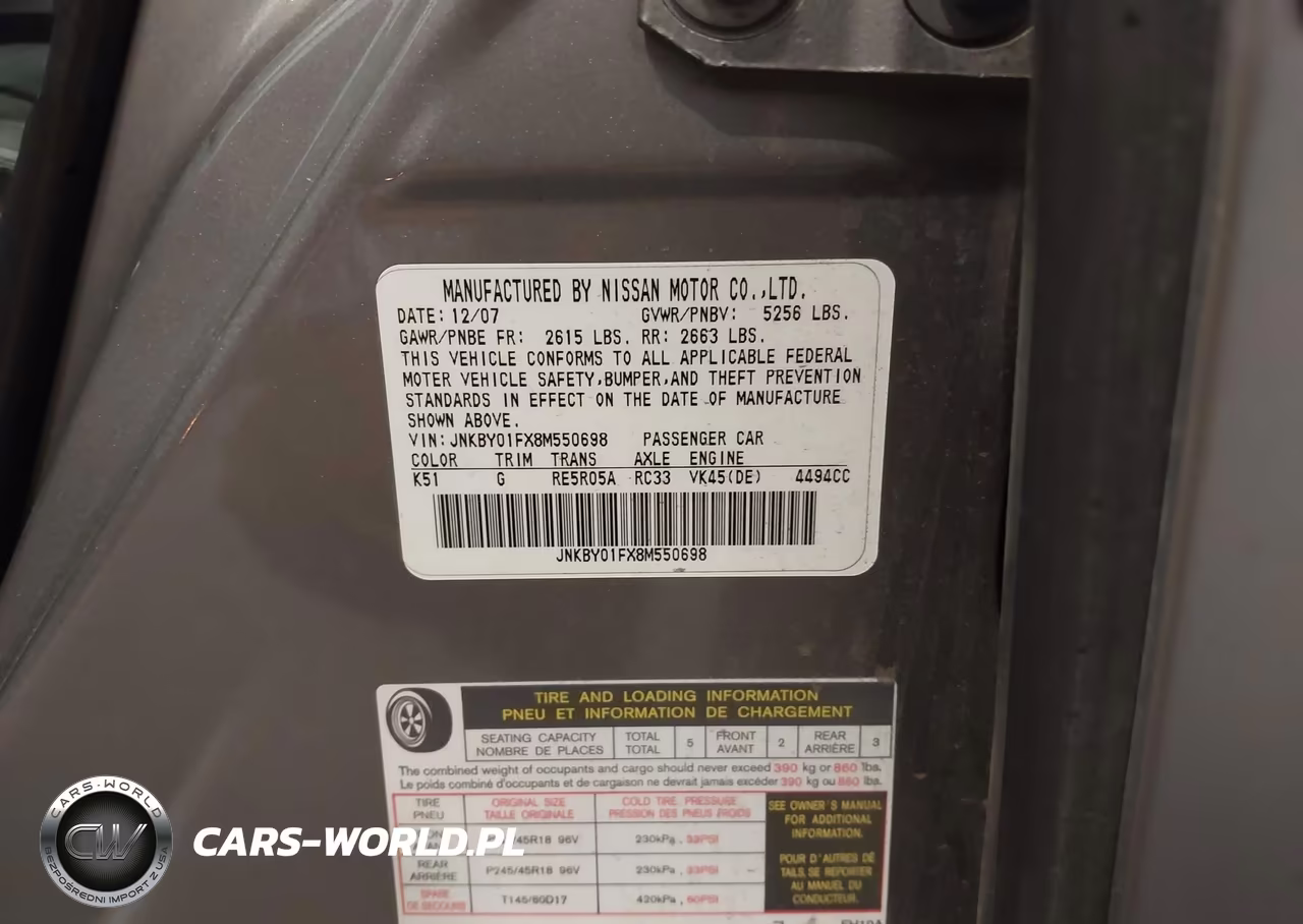 2008 Infiniti M45X VIN:JNKBY01FX8M550698 - 9