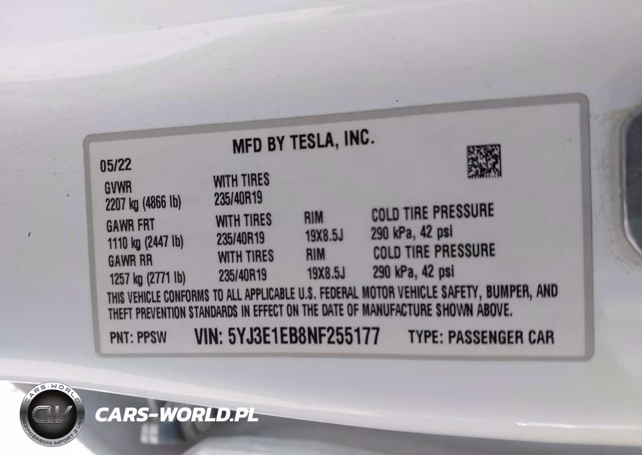 2022 Tesla Model 3 Long Range Dual Motor All-Wheel Drive VIN:5YJ3E1EB8NF255177 - 9