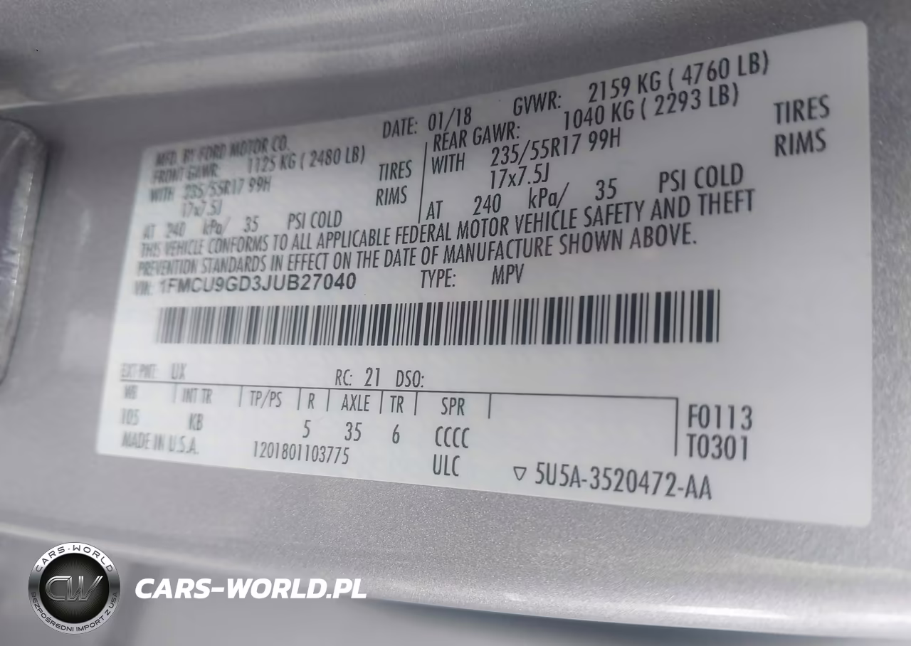 2018 Ford Escape Se VIN:1FMCU9GD3JUB27040 - 9