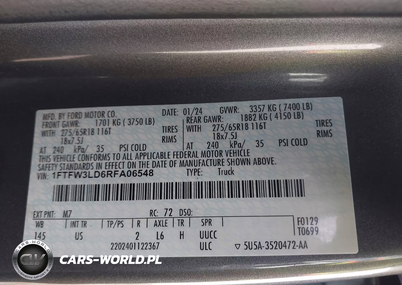 2024 Ford F-150 Xlt VIN:1FTFW3LD6RFA06548 - 9