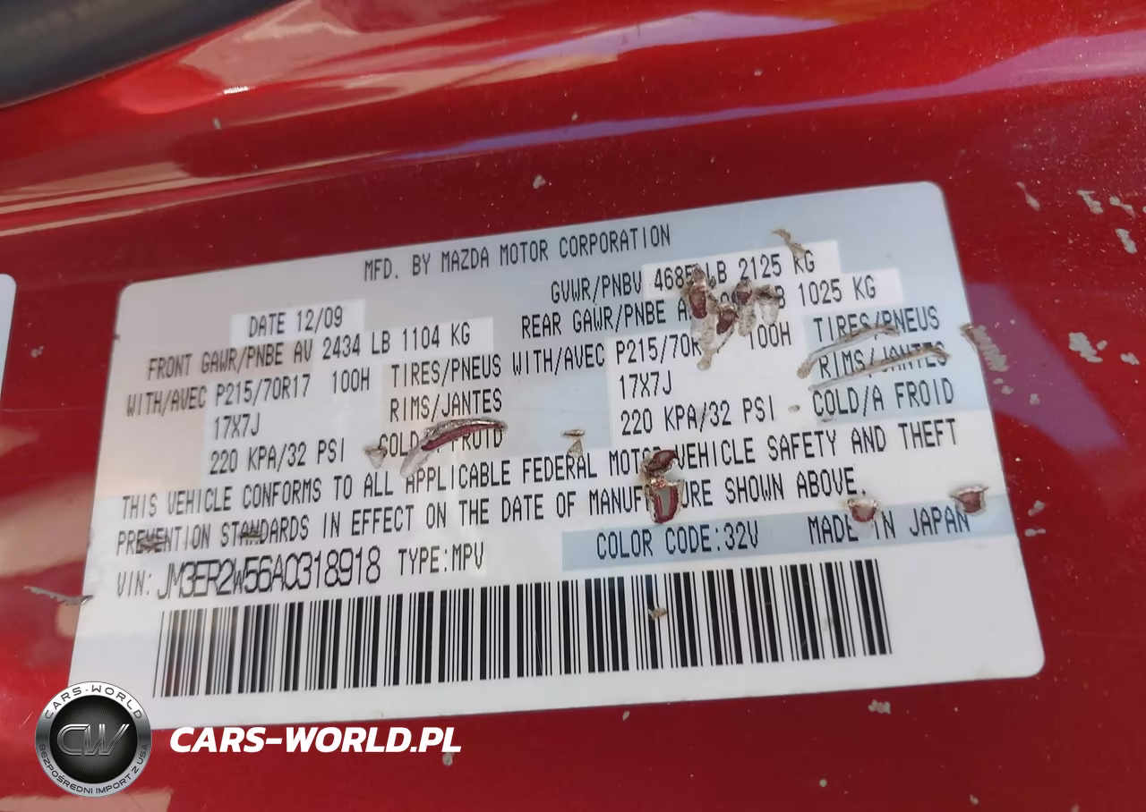 2010 Mazda Cx-7 I Sport VIN:JM3ER2W56A0318918 - 9