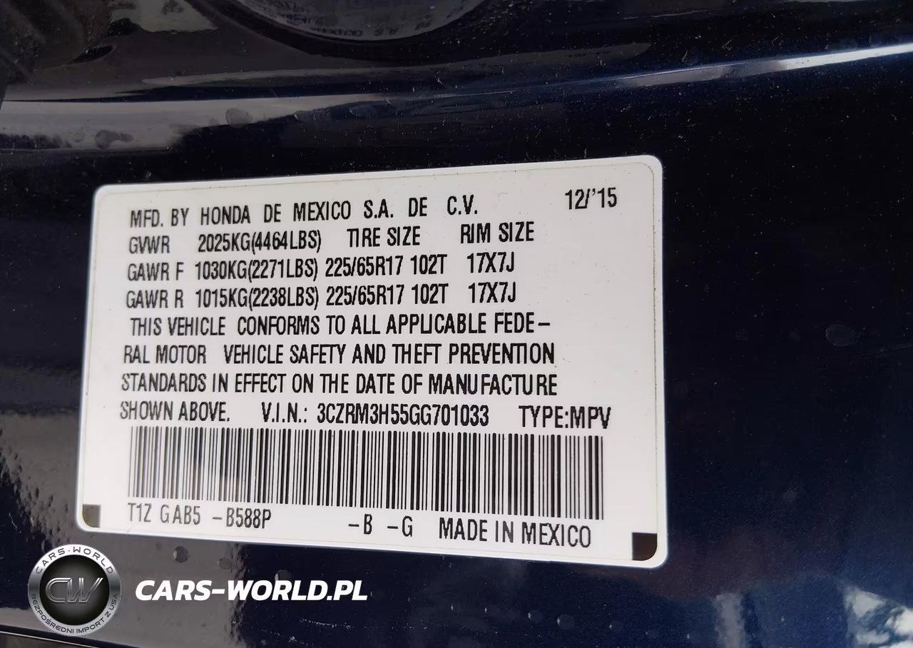 2016 Honda Cr-V Ex VIN:3CZRM3H55GG701033 - 9