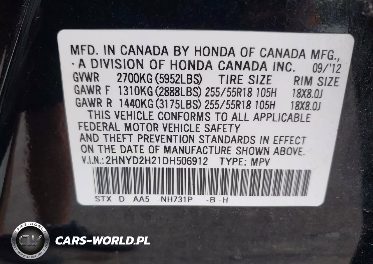 2013 Acura Mdx VIN:2HNYD2H21DH506912 - 9