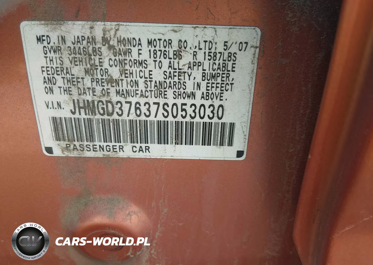 2007 Honda Fit Sport VIN:JHMGD37637S053030 - 9
