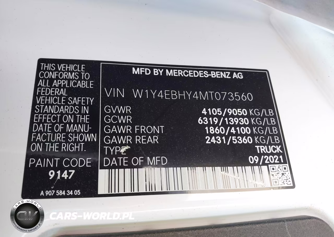 2021 Mercedes-Benz Sprinter 2500 Standard Roof V6 VIN:W1Y4EBHY4MT073560 - 9