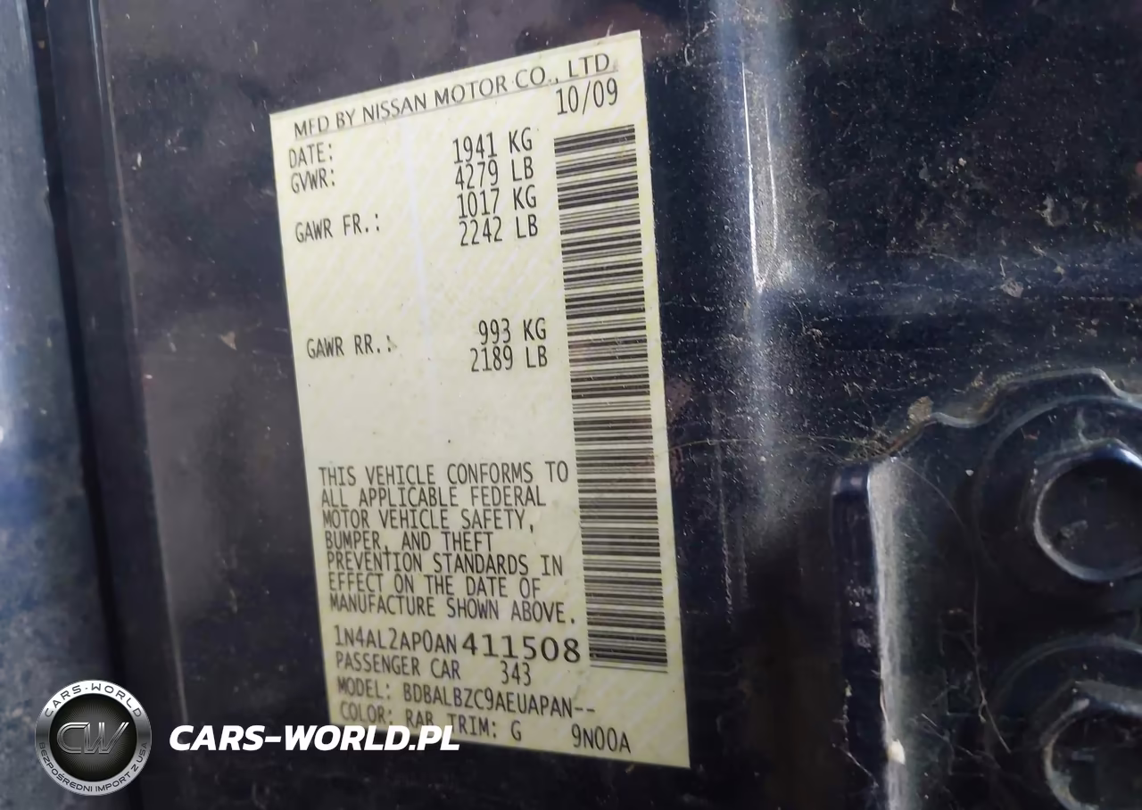 2010 Nissan Altima 2.5 S VIN:1N4AL2AP0AN411508 - 9