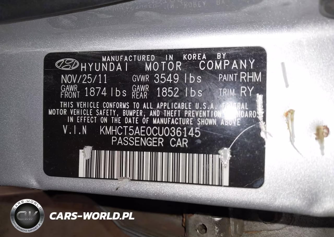 2012 Hyundai Accent Gs VIN:KMHCT5AE0CU036145 - 9