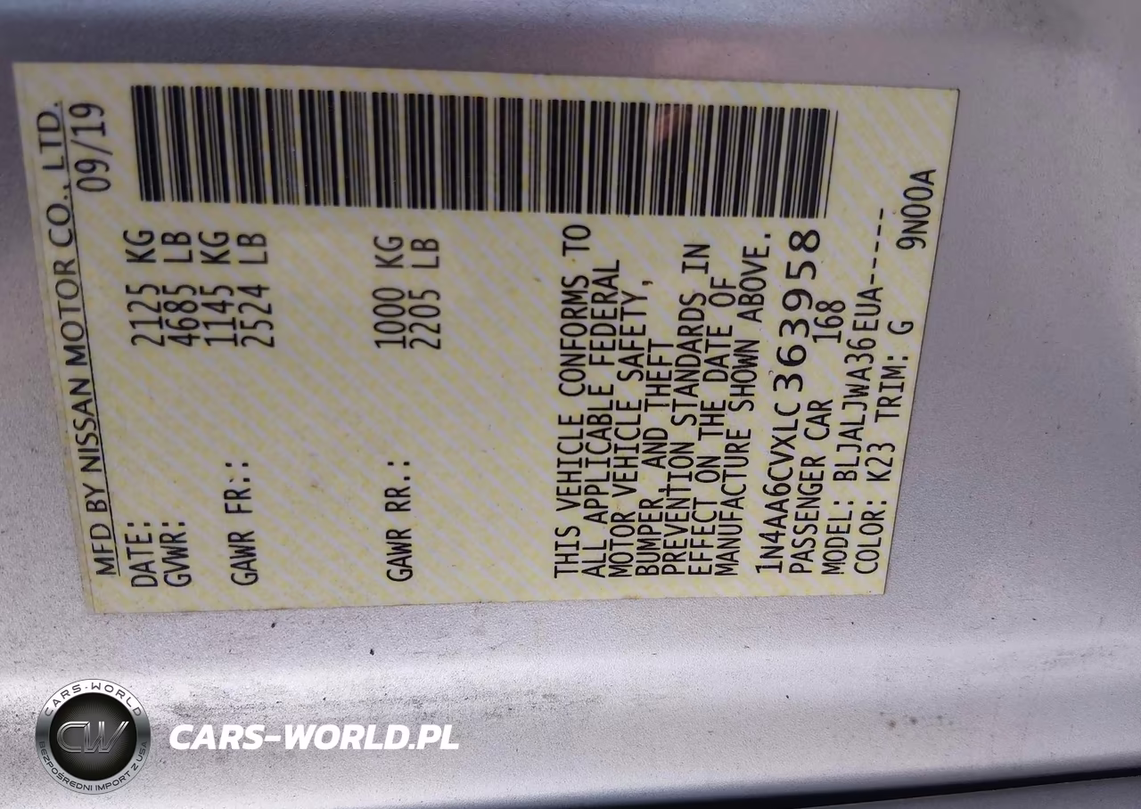 2020 Nissan Maxima Sv Xtronic Cvt VIN:1N4AA6CVXLC363958 - 9