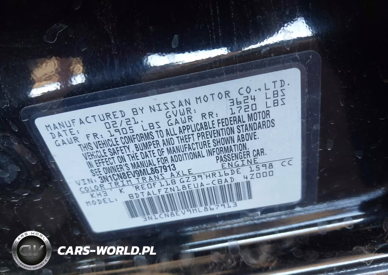 2021 Nissan Versa Sv Xtronic Cvt VIN:3N1CN8EV9ML867913 - 9