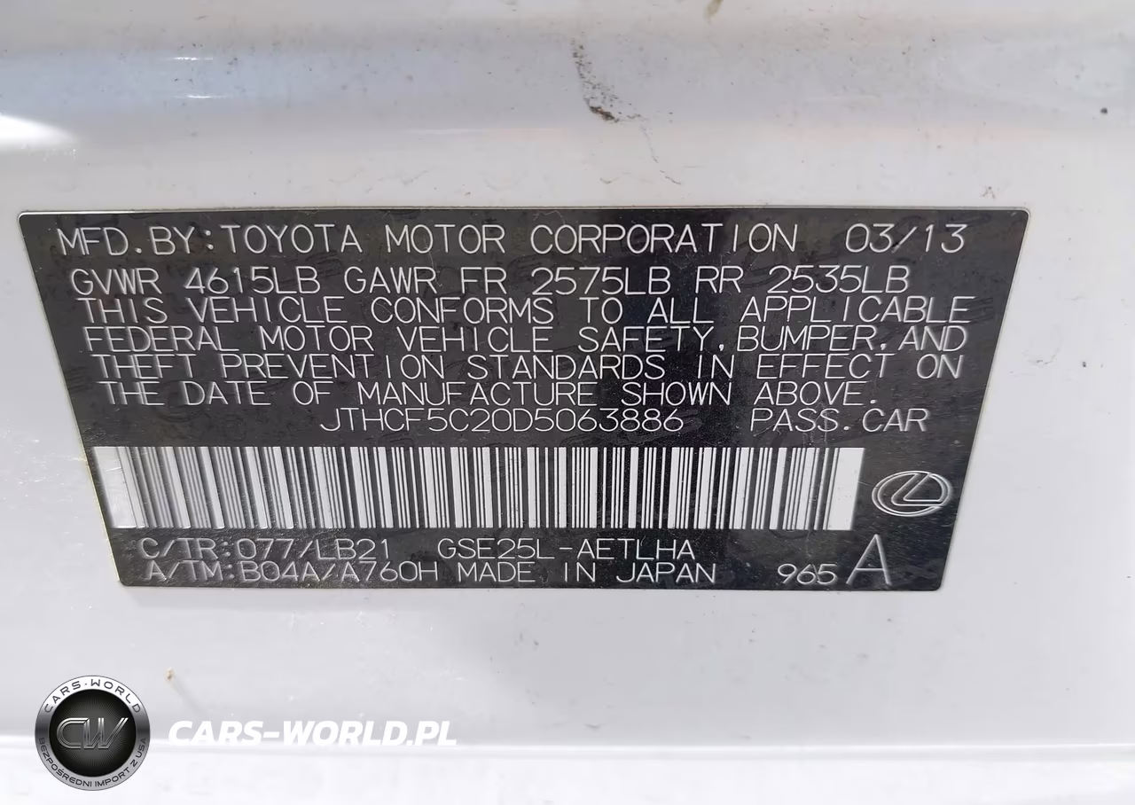 2013 Lexus Is 250 VIN:JTHCF5C20D5063886 - 9