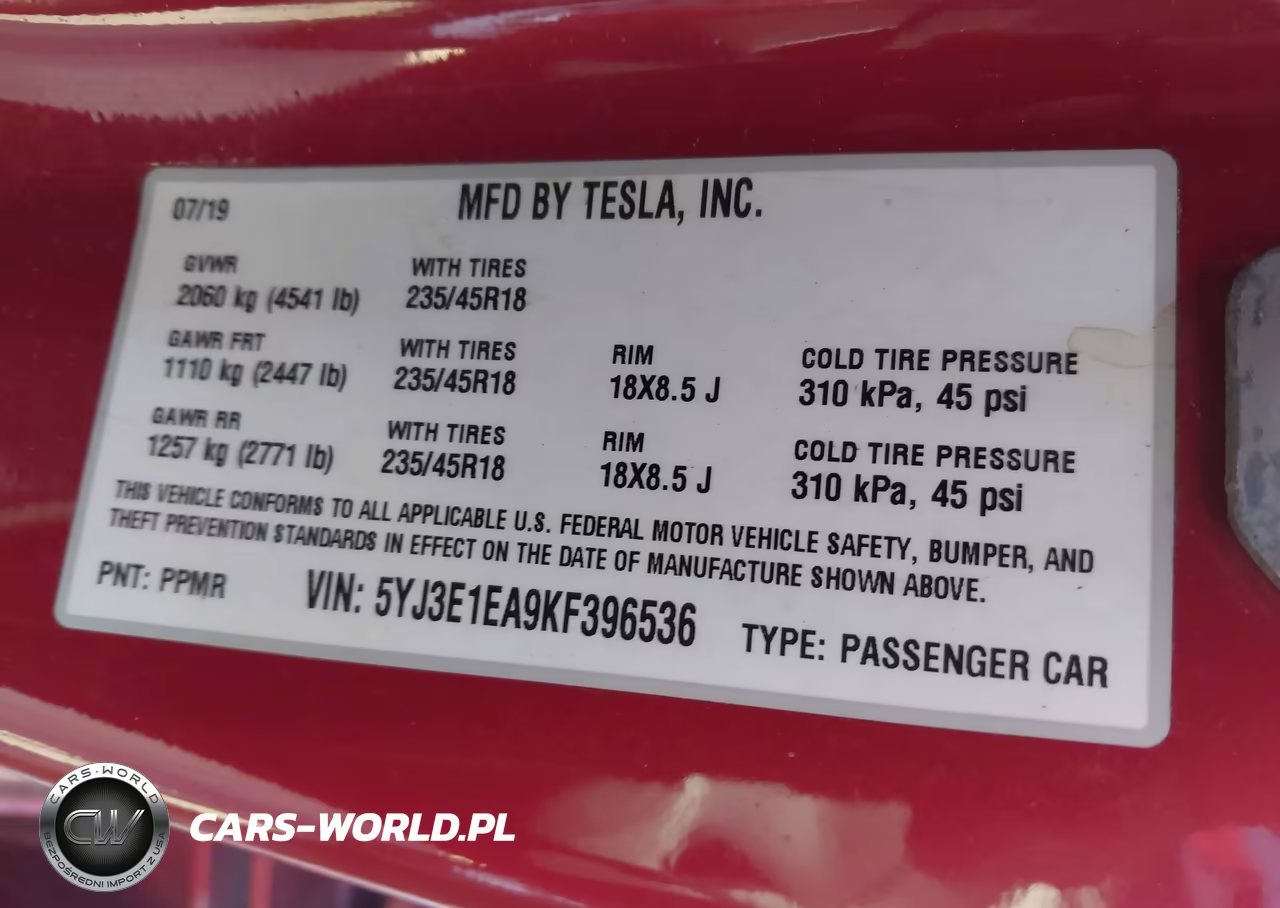 2019 Tesla Model 3 Long Range-Mid Range-Standard Range-Standard Range Plus VIN:5YJ3E1EA9KF396536 - 9