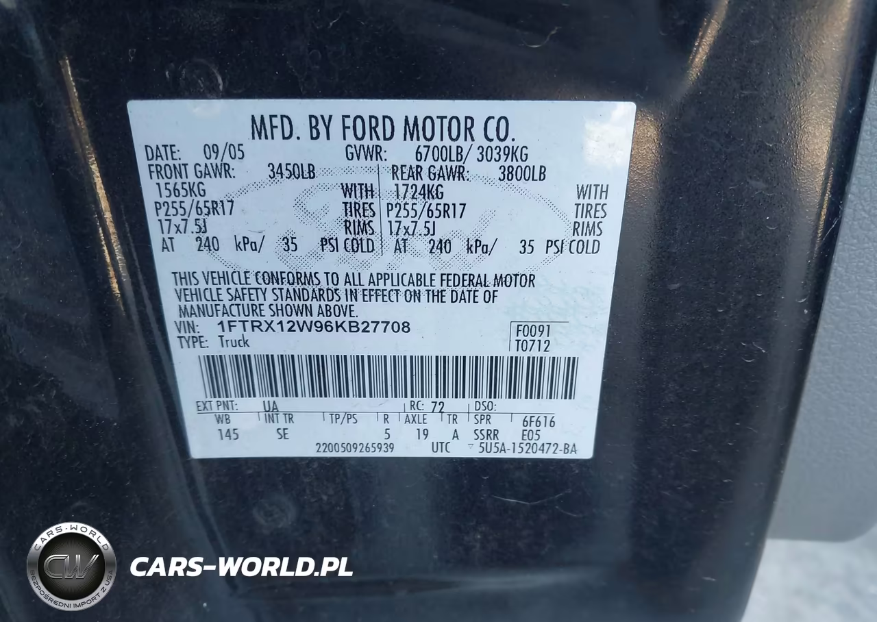 2006 Ford F-150 Stx-Xl-Xlt VIN:1FTRX12W96KB27708 - 9