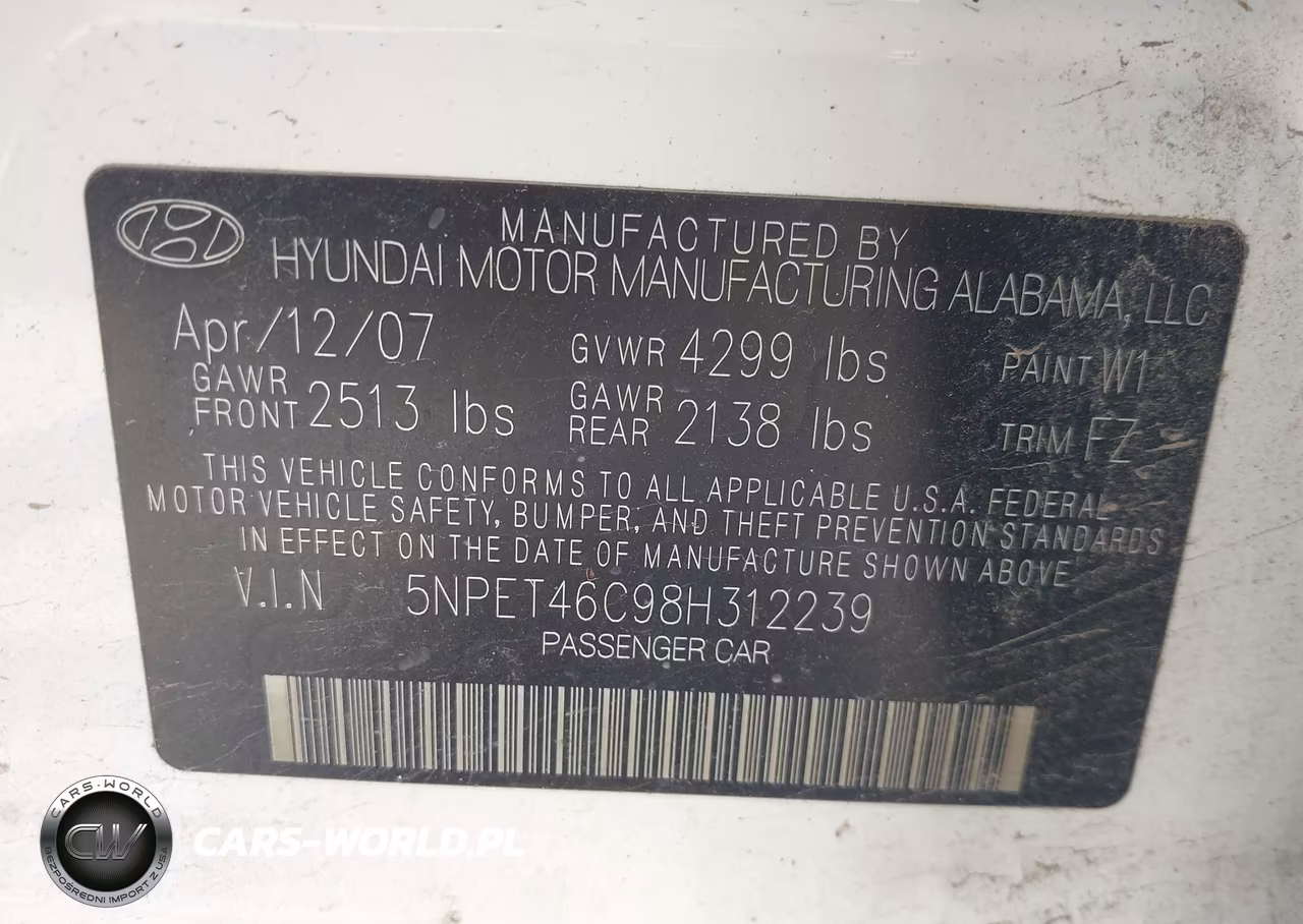 2008 Hyundai Sonata Gls VIN:5NPET46C98H312239 - 9