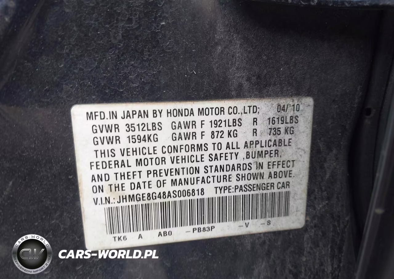 2010 Honda Fit Sport VIN:JHMGE8G48AS006818 - 9