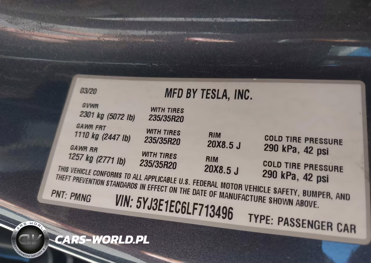 2020 Tesla Model 3 Performance Dual Motor All-Wheel Drive VIN:5YJ3E1EC6LF713496 - 9