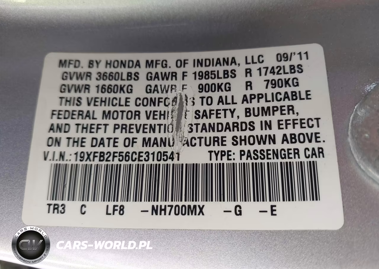 2012 Honda Civic Lx VIN:19XFB2F56CE310541 - 17
