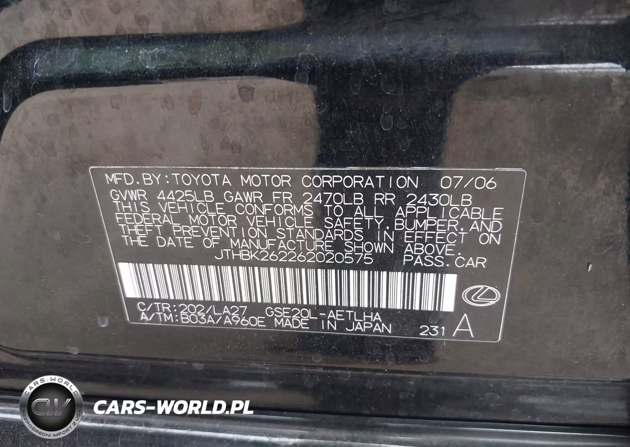 2006 Lexus Is 250 VIN:JTHBK262262020575 - 9