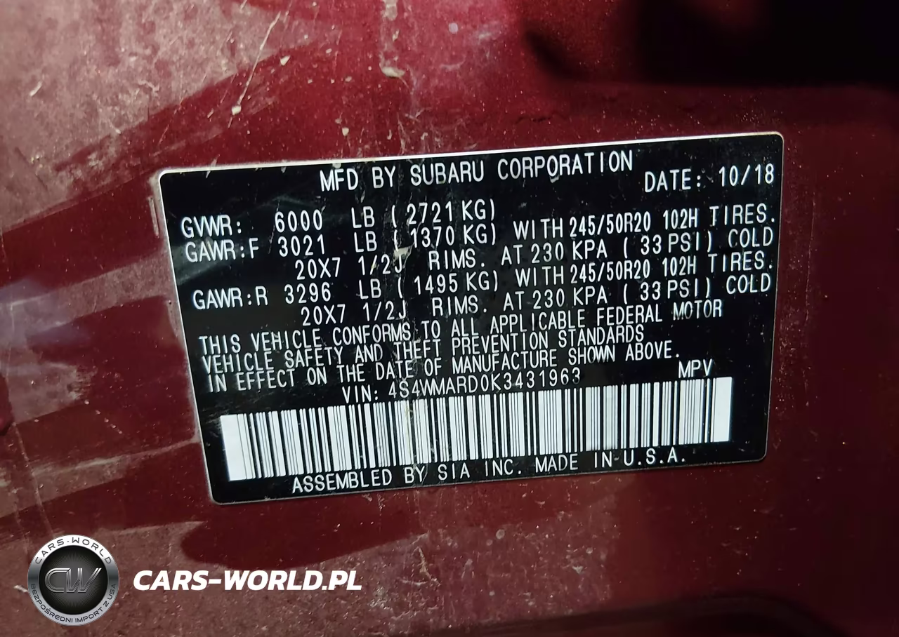 2019 Subaru Ascent Touring VIN:4S4WMARD0K3431963 - 9