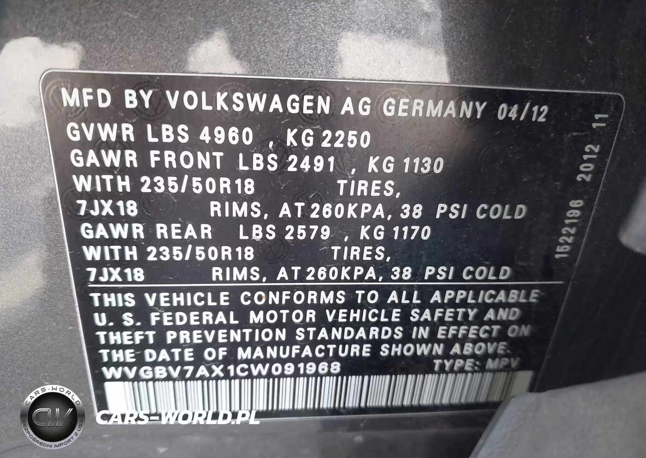 2012 Volkswagen Tiguan Se VIN:WVGBV7AX1CW091968 - 9