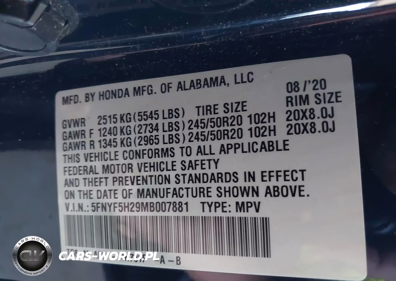 2021 Honda Pilot 2Wd Special Edition VIN:5FNYF5H29MB007881 - 9