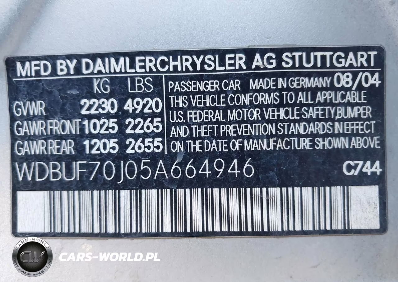 2005 Mercedes-Benz E 500 VIN:WDBUF70J05A664946 - 9